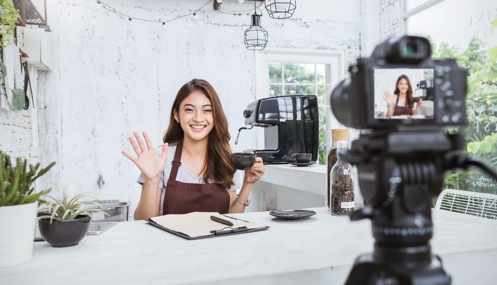 Startup girl shooting advertisement